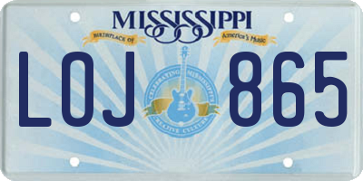 MS license plate LOJ865
