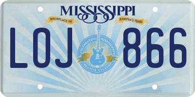 MS license plate LOJ866