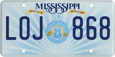 MS license plate LOJ868