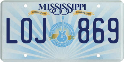 MS license plate LOJ869
