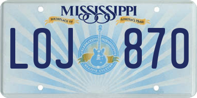MS license plate LOJ870