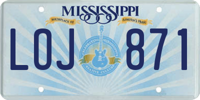 MS license plate LOJ871