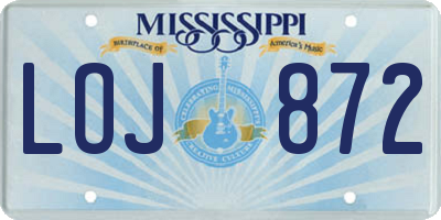 MS license plate LOJ872