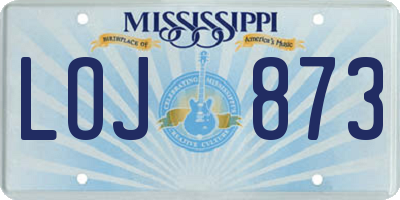 MS license plate LOJ873