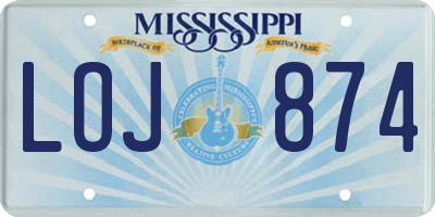MS license plate LOJ874