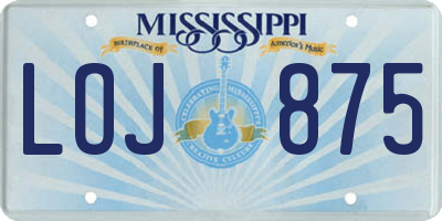 MS license plate LOJ875