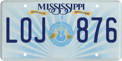 MS license plate LOJ876