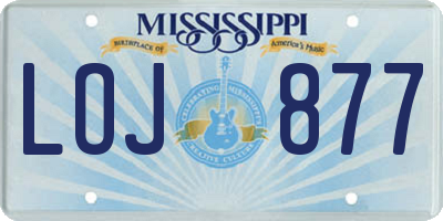 MS license plate LOJ877