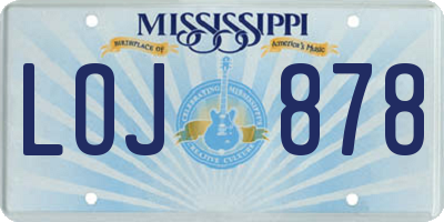 MS license plate LOJ878