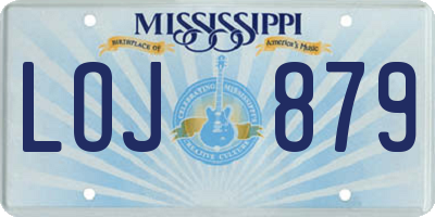 MS license plate LOJ879