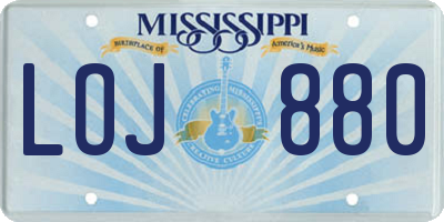 MS license plate LOJ880