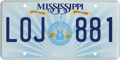 MS license plate LOJ881
