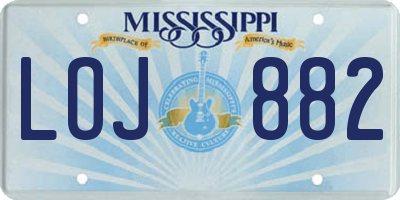 MS license plate LOJ882