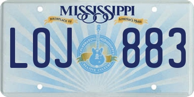 MS license plate LOJ883