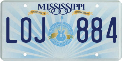 MS license plate LOJ884