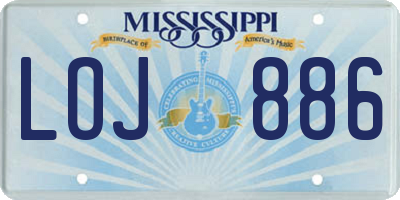 MS license plate LOJ886