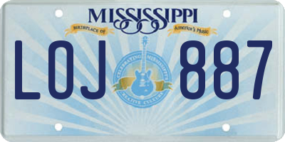 MS license plate LOJ887