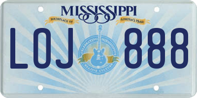 MS license plate LOJ888