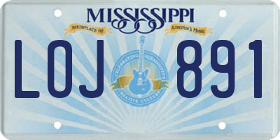 MS license plate LOJ891