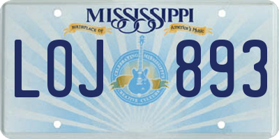 MS license plate LOJ893