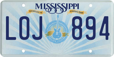 MS license plate LOJ894