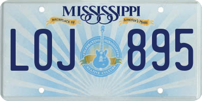 MS license plate LOJ895