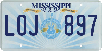 MS license plate LOJ897