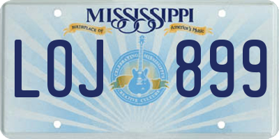 MS license plate LOJ899