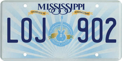 MS license plate LOJ902