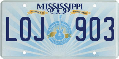 MS license plate LOJ903