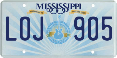 MS license plate LOJ905