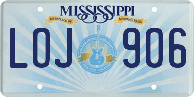 MS license plate LOJ906