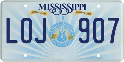 MS license plate LOJ907
