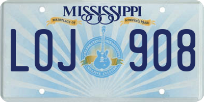 MS license plate LOJ908