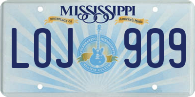 MS license plate LOJ909