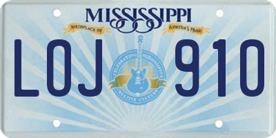 MS license plate LOJ910