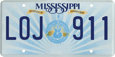 MS license plate LOJ911