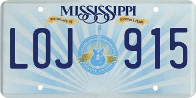 MS license plate LOJ915