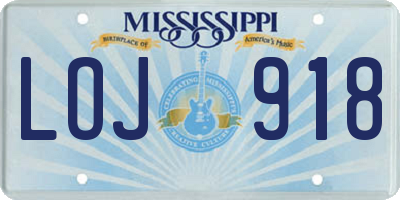 MS license plate LOJ918
