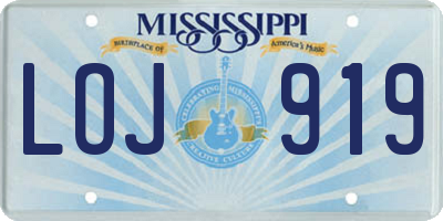 MS license plate LOJ919