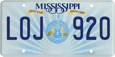 MS license plate LOJ920