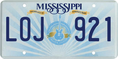 MS license plate LOJ921