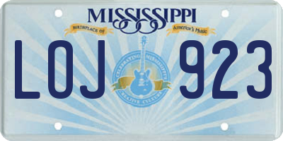 MS license plate LOJ923