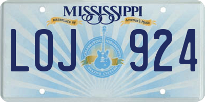 MS license plate LOJ924