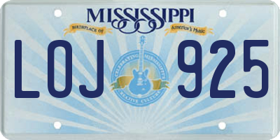 MS license plate LOJ925