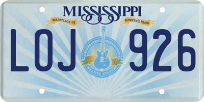 MS license plate LOJ926