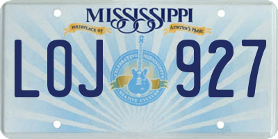 MS license plate LOJ927