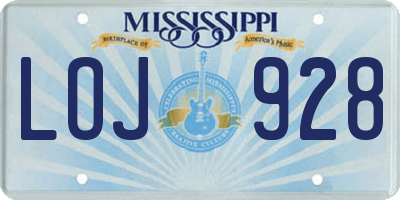 MS license plate LOJ928