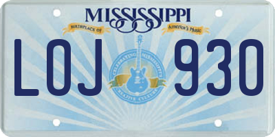 MS license plate LOJ930