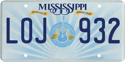 MS license plate LOJ932